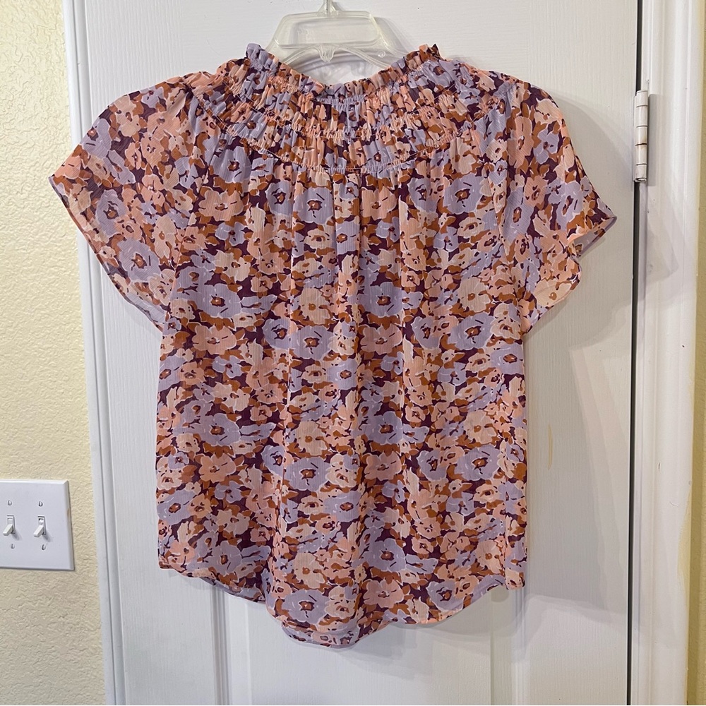 Madewell Smocked Mockneck Top in Floral Breeze Size M - Picture 6 of 12